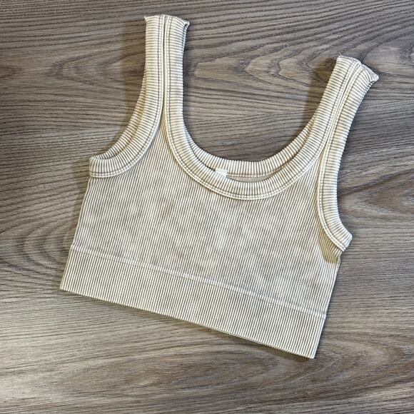 Zenana Tops - Zenana Ribbed Cropped Tank Top S/M Beige Mineral Wash